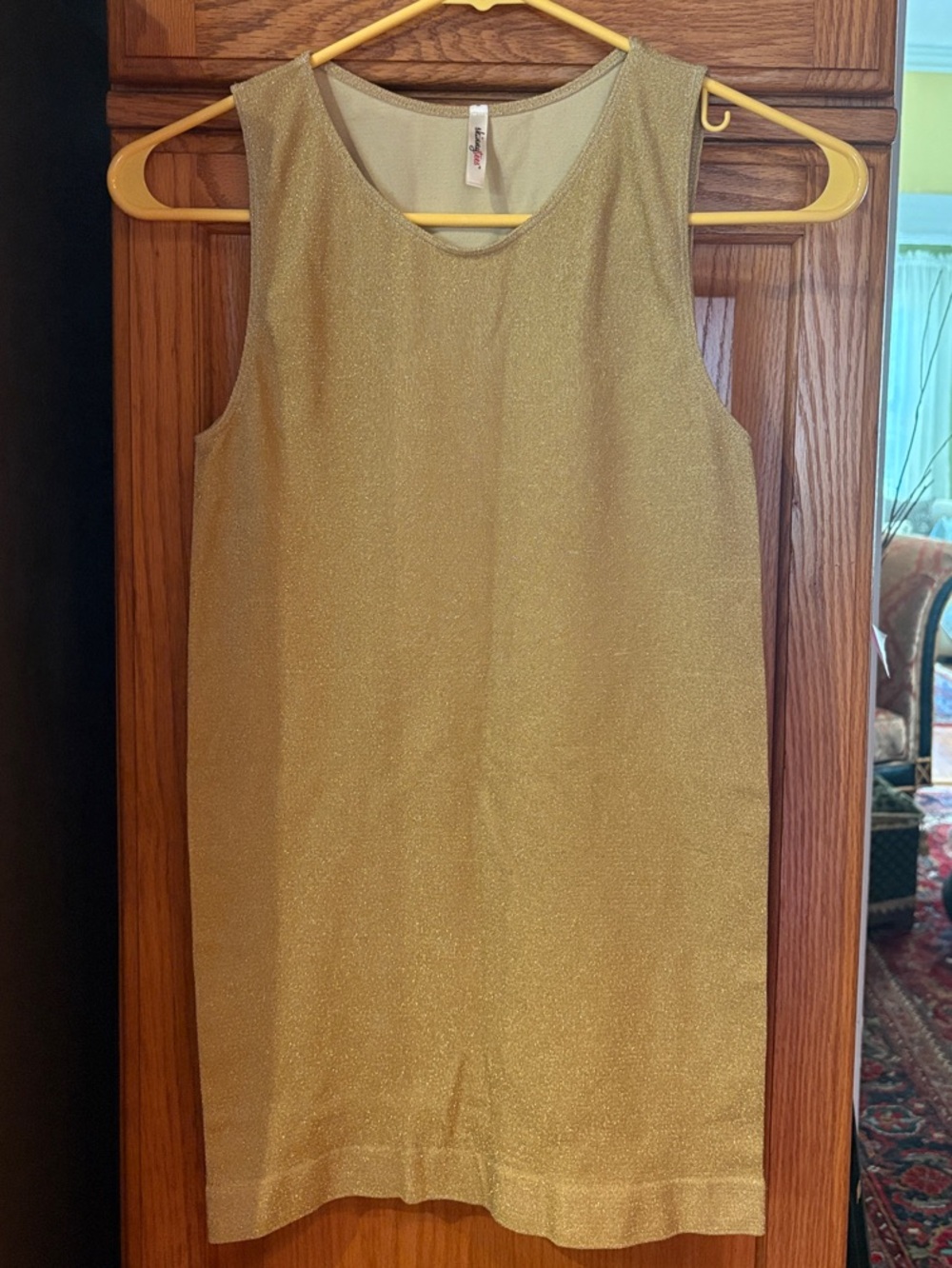 Metallic Gold Sleeveless Shift Tank Top